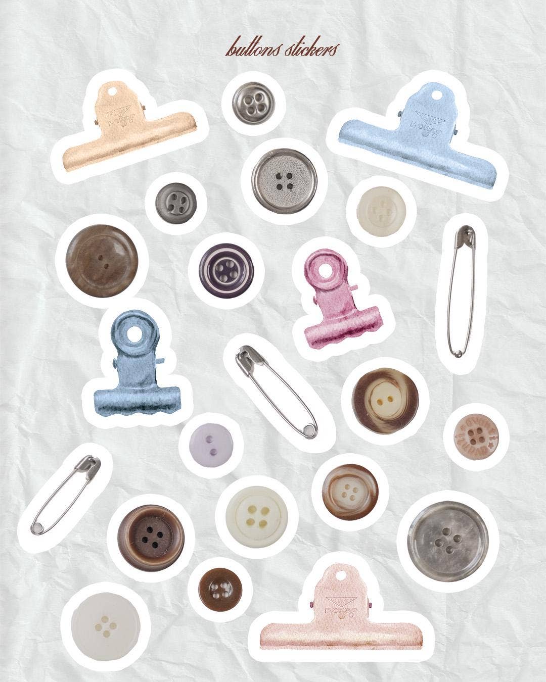 Planche de stickers - Boutons et pinces