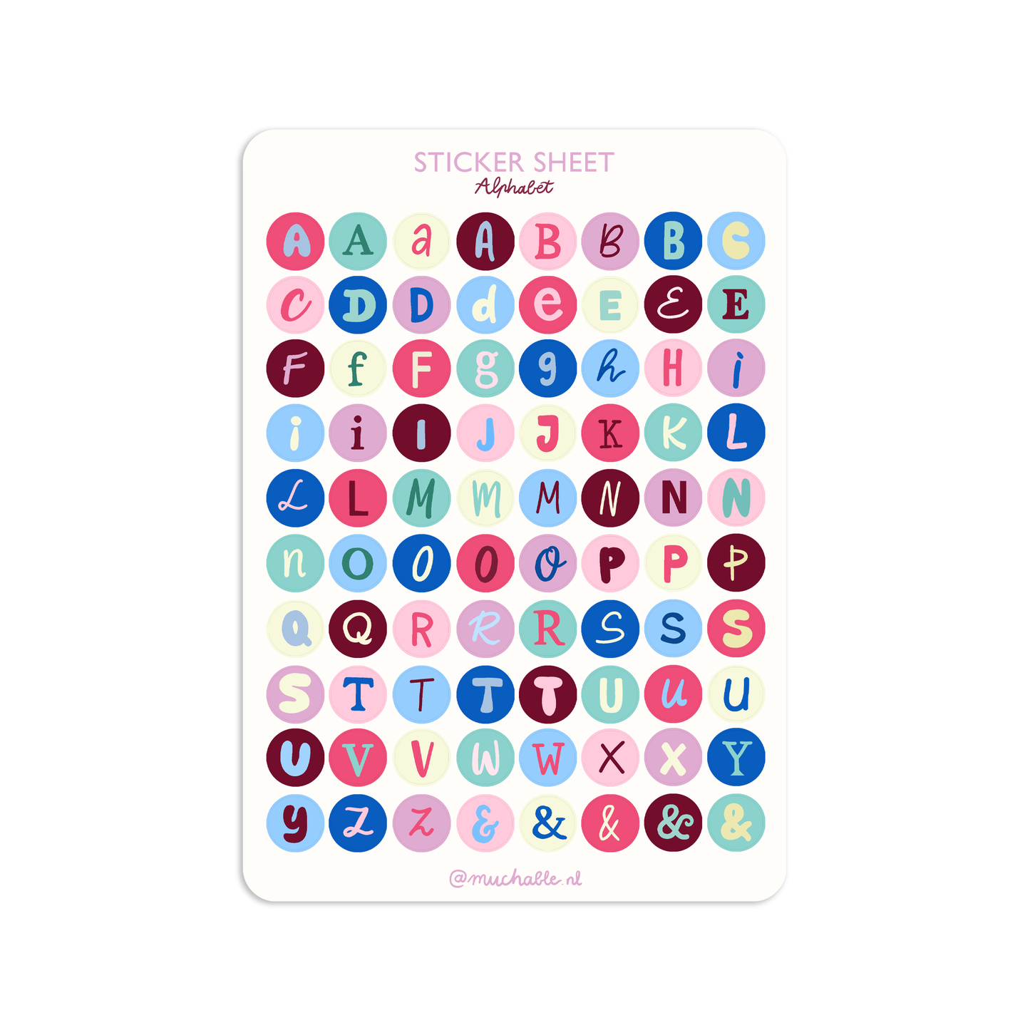 Planche de stickers - Lettres Rondes