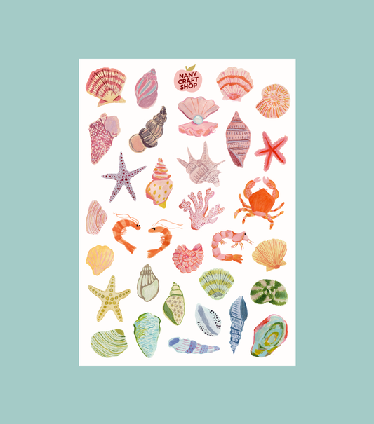 Planche de stickers - Coquillages