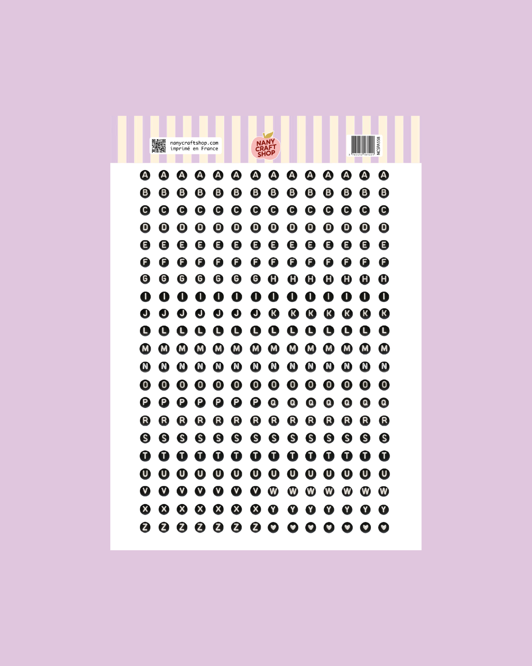 Planche de stickers - Alphabet Perles Noir