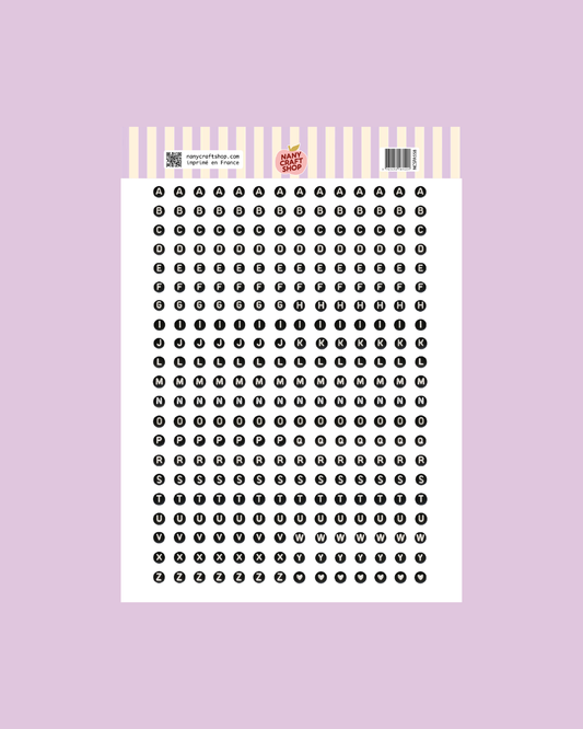Planche de stickers - Alphabet Perles Noir