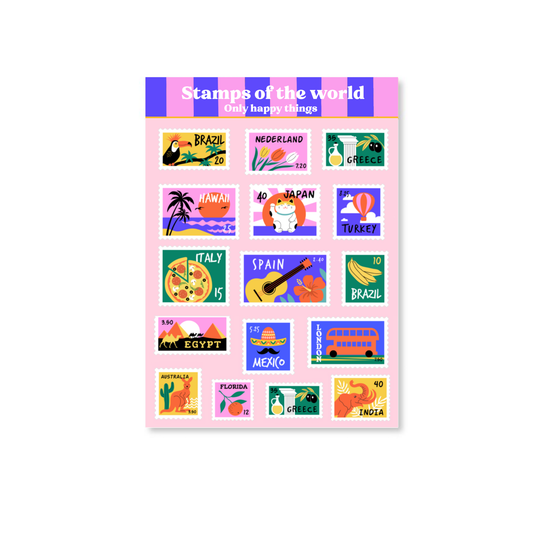 Planche de stickers - Timbres du monde