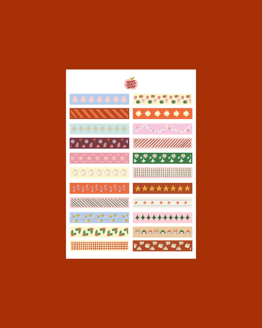 Planche de stickers - Washi tape Noël