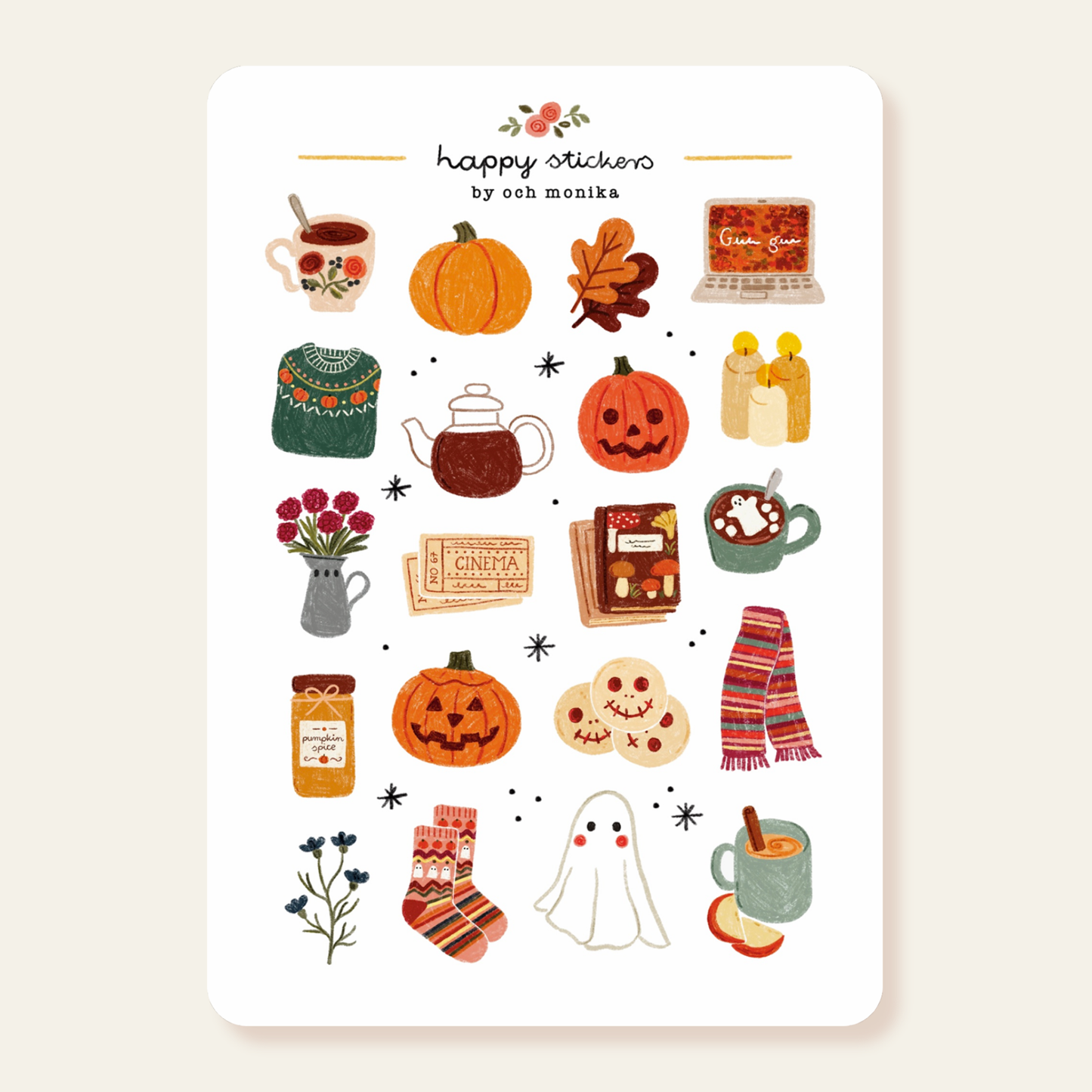 Planche de stickers - Halloween Cosy