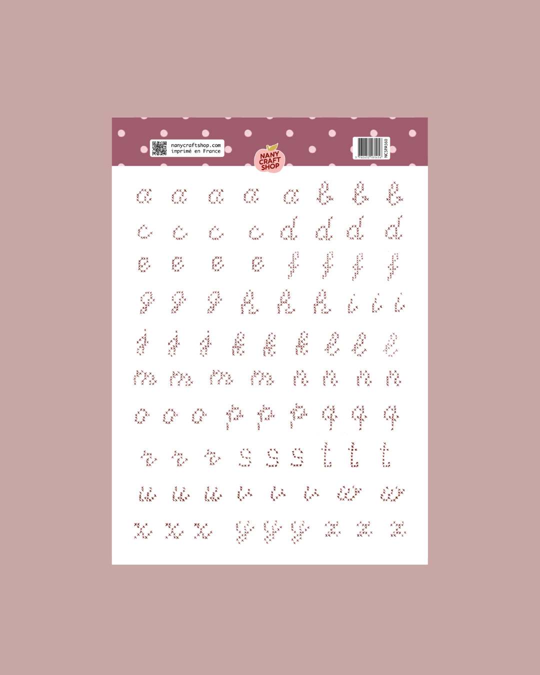 Planche de stickers - Alphabet point de croix
