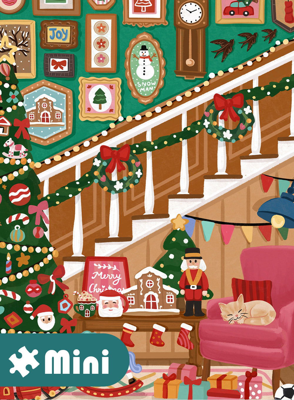 Mini-Puzzle 96 pièces - Escalier de Noël