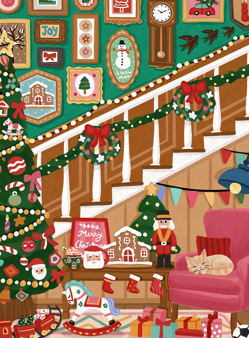 Mini-Puzzle 96 pièces - Escalier de Noël