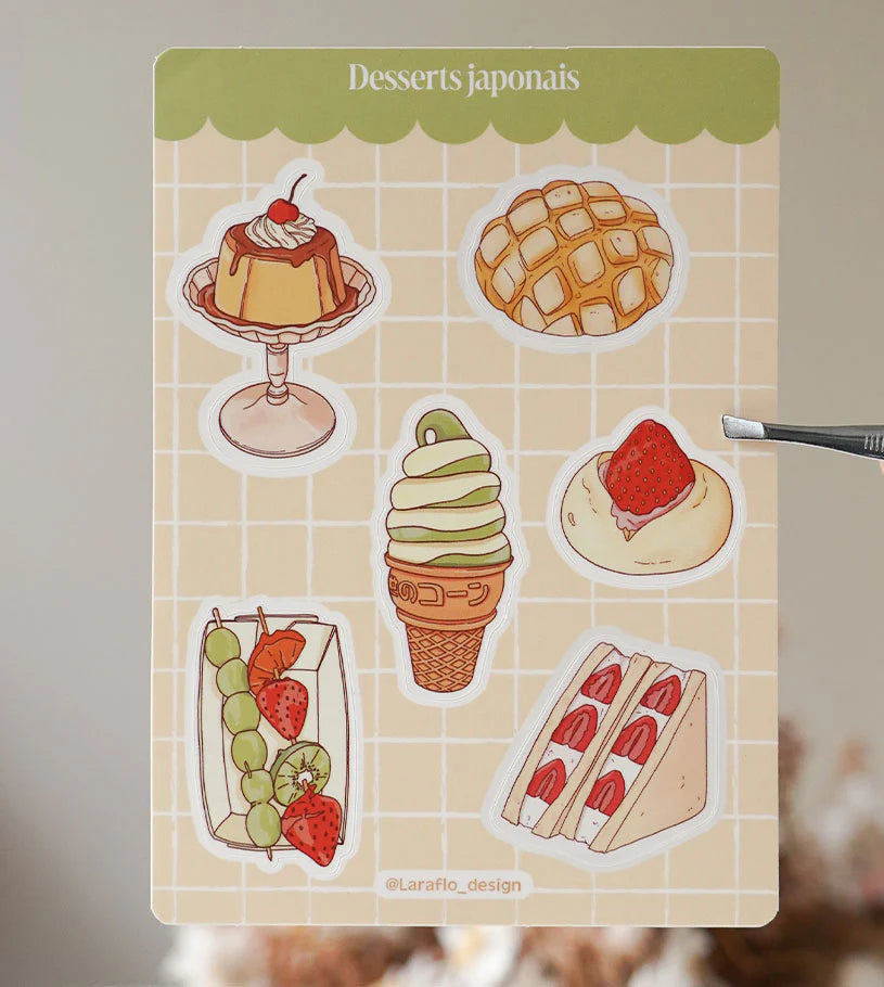 Planche de stickers - Desserts japonais
